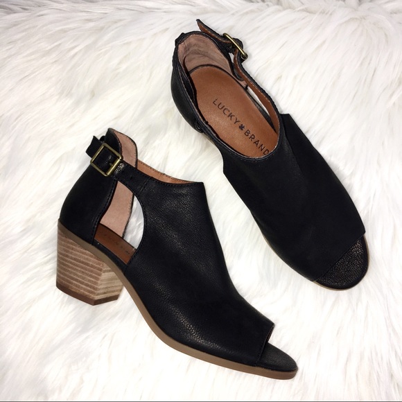 side cut out peep toe booties